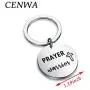 CENWA Inspirational Keychain Christian Gift Jesus Cross Gift Prayer Warrior Keychain Religious Jewelry Prayer Faith Gift