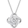 FANCIME White Gold Plated Real Sterling Silver Hypoallergenic Stunning Cubic Zirconia CZs Big/Large Small Daith Flower Knot Studs Earrings Necklace Set For Women Girls Wedding Bridal