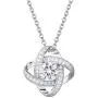 FANCIME White Gold Plated Real Sterling Silver Hypoallergenic Stunning Cubic Zirconia CZs Big/Large Small Daith Flower Knot Studs Earrings Necklace Set For Women Girls Wedding Bridal