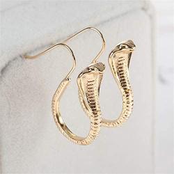 Vintage Cobra Dangle Earrings Exaggeration Animal Snake Hook Earrings for Women Girls Punk Gothic Ear Jewelry(Gold)