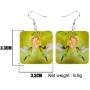 NEWEI Acylic Floral Hummingbird Bird Square Earrings Drop Dangle Fashion Animal Jewelry For Women Girls Gift Charms