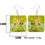 NEWEI Acylic Floral Hummingbird Bird Square Earrings Drop Dangle Fashion Animal Jewelry For Women Girls Gift Charms