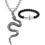 GUNGNEER Stainless Steel Egyptian Egypt Cobra Snake Pendant Necklace Protection Strength Amulet Jewelry Talisman