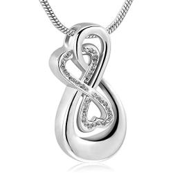 Infinity Love Urn Pendant Stainless Steel Snake Chain Cremation Jewelry for Ashes for Woman Free Filling Tools Include