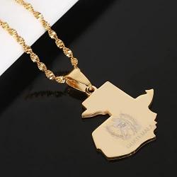 Stainless Steel Guatemala Map Pendant Necklace Gold Color Jewelry Map of Guatemala