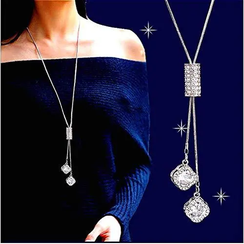 Cathercing Flower Rhinestone Pendant Long Necklace for Women Sweater Chain Statement Necklace Choker Adjustable Elegant Jewelry Accessories Dressy Collocation Winter Evening Party Wedding Cathercing Flower Rhinestone Pendant Long Necklace for Women Sweater Chain Statement Necklace Choker Adjustable Elegant Jewelry Accessories Dressy Collocation Winter Evening Party Wedding