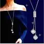 Cathercing Flower Rhinestone Pendant Long Necklace for Women Sweater Chain Statement Necklace Choker Adjustable Elegant Jewelry Accessories Dressy Collocation Winter Evening Party Wedding Cathercing Flower Rhinestone Pendant Long Necklace for Women Sweater Chain Statement Necklace Choker Adjustable Elegant Jewelry Accessories Dressy Collocation Winter Evening Party Wedding