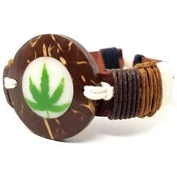 Rasta Leather Bracelet - Handmade Rastafari Bracelet - Marijuana Pot Leaf Bracelet Leaf Bracelet
