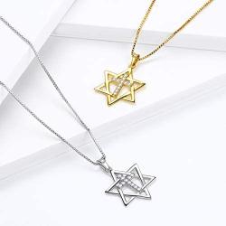 Aurora Tears 925 Sterling Silver David Star Necklace Magen Star of David Isreal Jewish Pendant Men Women Fashion Jewelry