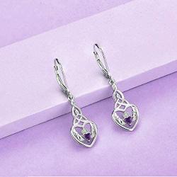 JO WISDOM Women Earrings,925 Sterling Silver Irish Celtic Claddagh Love Heart Drop & Dangle Leverback Earrings with 5A Cubic Zirconia