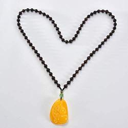 HUIMENG Stone Pendant Teardrop Necklace Natural Yellow Jasper Gemstone Droplets Necklaces for Girls, Teens, Women Adjustable Necklace