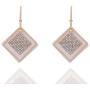 Grasiue: White Rhombus Graphite plate with white crystal Drop Earrings, Gold coating with Silver type. Design by French Designer. Christmas party, feast, dating, daily.