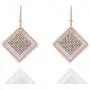 Grasiue: Dark Green Rhombus Graphite plate with white crystal Drop Earrings, Gold coating with Silver type, Design by French Designer. Christmas party, feast, dating, daily.