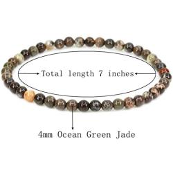 Keleny 4mm Natural Round Beads Gemstones Rock Crystal Stretch Bracelet 7 Inch Unisex