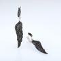 Santuzza 925 Sterling Silver Angel Wing Black Spinel Drop Earrings Lucky Ear Dangles for Gift to Women Girls Chirsmas Birthday Thanksgiving Graduation