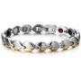 COOLSTEELANDBEYOND Health Function Leaf Link Magnetic Bracelet for Ladies Steel with Magnets Free Link Removal Tool