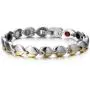 COOLSTEELANDBEYOND Health Function Leaf Link Magnetic Bracelet for Ladies Steel with Magnets Free Link Removal Tool