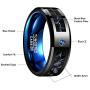 VAKKI 8mm Mens Red/Blue/Black Tungsten Carbide Rings with CZ Inlay Carbon Fiber Wedding Band Beveled Edge Comfort Fit Size 6-15