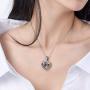 AILIN 925 Sterling Silver/Stainless Steel Personalized Skull Heart Necklace with Birthstones January to December Cubic Zirconia Eye Crystal Party Birthday Valentines Day Jewelry Gifts for Women Men
