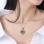 AILIN 925 Sterling Silver/Stainless Steel Personalized Skull Heart Necklace with Birthstones January to December Cubic Zirconia Eye Crystal Party Birthday Valentines Day Jewelry Gifts for Women Men