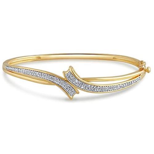 Wedding Designer Diamond Accent Prong Set Round-cut Diamond Ethnic Bangle Bracelet Bridal Fashion Jewelry for Women Teen Girls Her | by La4ve Diamonds |Gift Box Included