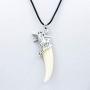 JczR.Y Vintage Spike Wolf Head Leather Rope Pendant Necklace Men Retro Antique Wolf Fang Tooth Necklace for Fashion Animal Tooth Pendant Jewelry