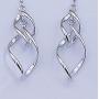 Fashion Double Leaf Wave Sprial Dangling Leverback Earrings Pierced Women Girl Rhodium Plated Bohemian