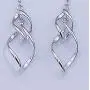 Fashion Double Leaf Wave Sprial Dangling Leverback Earrings Pierced Women Girl Rhodium Plated Bohemian