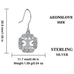 AEONSLOVE 925 Sterling Silver Tree of Life Drop Earrings Pendant Necklace Set, Jewelry Gift for Women