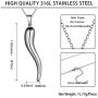 Hipunk Italian Horn Necklace/Earrings Women Men 316L Stainless Steel Lucky cornicello Talisman Pendant Earring 18k Gold/Black Gun Plated Protection Amulet Chili Pepper Jewelry