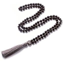 PNEIME Sandalwood Mala Beads 108 Necklace, Wood Mala Necklace, Hand Knotted Tibetan Wooden Prayer beads, Japa Mala Meditation Beads Yoga Necklace