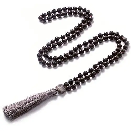 PNEIME Sandalwood Mala Beads 108 Necklace, Wood Mala Necklace, Hand Knotted Tibetan Wooden Prayer beads, Japa Mala Meditation Beads Yoga Necklace