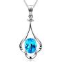 HXZZ Fine Jewelry Natural Gemstone Women Gifts 925 Sterling Silver Swiss Blue Topaz Pendant Necklace