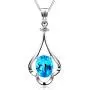 HXZZ Fine Jewelry Natural Gemstone Women Gifts 925 Sterling Silver Swiss Blue Topaz Pendant Necklace