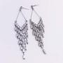 SELOVO Long Chain Tassel Wedding Clear Drop Dangle Earrings Rhinestone Zircon Crystal Silver Tone