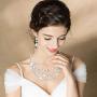 Udalyn Rhinestone Bridal Jewelry Set for Women Crystal Necklace and Dangle Earrings Jewelry Set Gifts fit with Wedding Dress