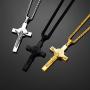 FindChic Men Cross Necklace Christian Crucifix Jewelry Stainless Steel/Black Jesus Christ Lords Prayer Engravable Pendant with 22inch Chain