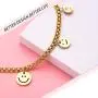 KINSNG Chain Bracelet for Women, 18k Gold Plated Durable Link Cute Smiley Bracelet for Women Girls Men