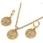 24k Gold Jewelry Set Necklace Earrings Pendant African Round Beads Jewelry Set for Women