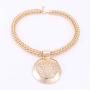 Fashion African Jewelry Set Round Pendant Gold Color Dubai Big Necklace Earrings Wedding Sets Gift For Women