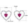 Creativity Ruby Love Heart Stud Earrings, White Gold Plated Hypoallergenic Earings for Girls and Women