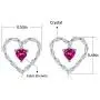 Creativity Ruby Love Heart Stud Earrings, White Gold Plated Hypoallergenic Earings for Girls and Women