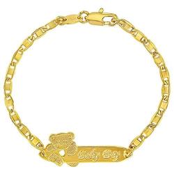 18k Gold Plated Tag ID Identification Bracelet for Baby Boy or Toddler 5.5''