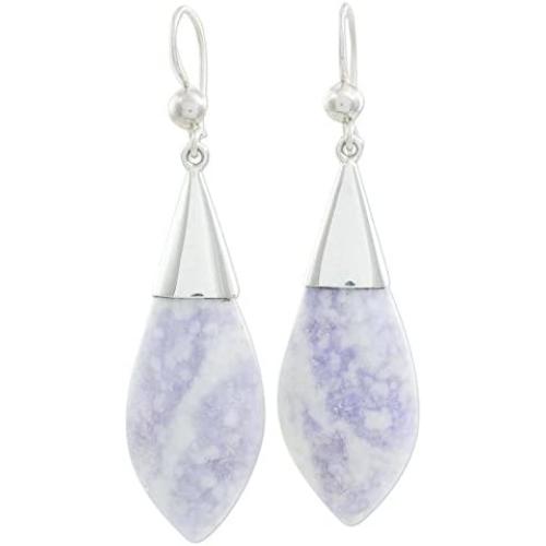 NOVICA Jade .925 Sterling Silver Dangle Earrings Maya Lance of Twilight
