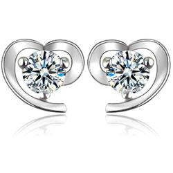 Heart Stud Earrings Set for Bridesmaid Sparkling Jewelry Gifts for Women Girls