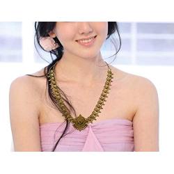 Sansar India Lotus Pendant Indian Necklace Jewelry Earrings Set for Girls and Women 1346