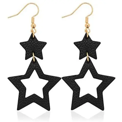Jagucho Leather Star Earrings Dangle for Women, Lightweight Handmade Earrings Drop for Teen Girls, Gifts for Women Jagucho Leather Star Earrings Dangle for Women, Lightweight Handmade Earrings Drop for Teen Girls, Gifts for Women