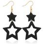 Jagucho Leather Star Earrings Dangle for Women, Lightweight Handmade Earrings Drop for Teen Girls, Gifts for Women