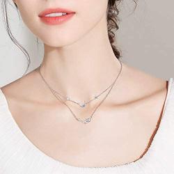 Mermaid Layered Necklace for Women Teen Girls Sterling Silver Sea Mermaid Charm Pendent Jewelry Gift for Birthday Daughter Wife