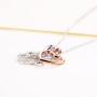 GuqiGuli Sterling Silver Dog Paw Print with Rose Gold Heart Charm Pendant Necklace, 18